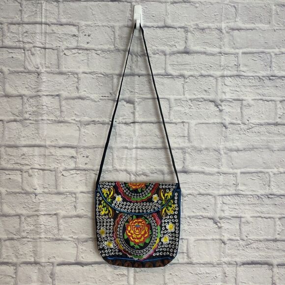 Embroidered Boho Artsy Festival Shoulder Bag & Wallet Set - Picture 7 of 13